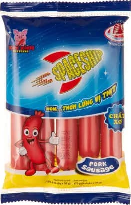 Xúc xích tiệt trùng SPACESHIP 23g, heo 5 cây x 20 túi